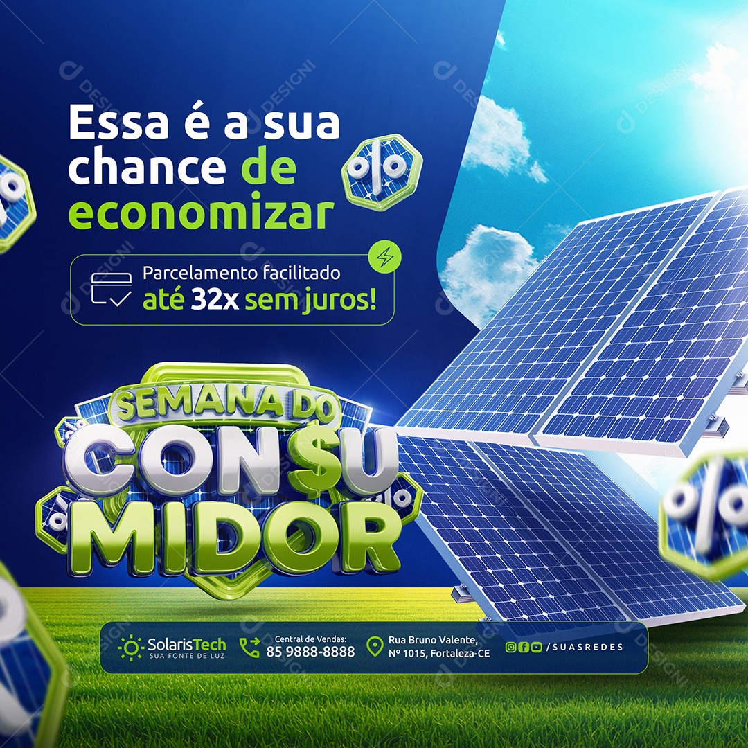 Semana Do Consumidor Energia Solar Chance de Economizar Social Media PSD EDitável