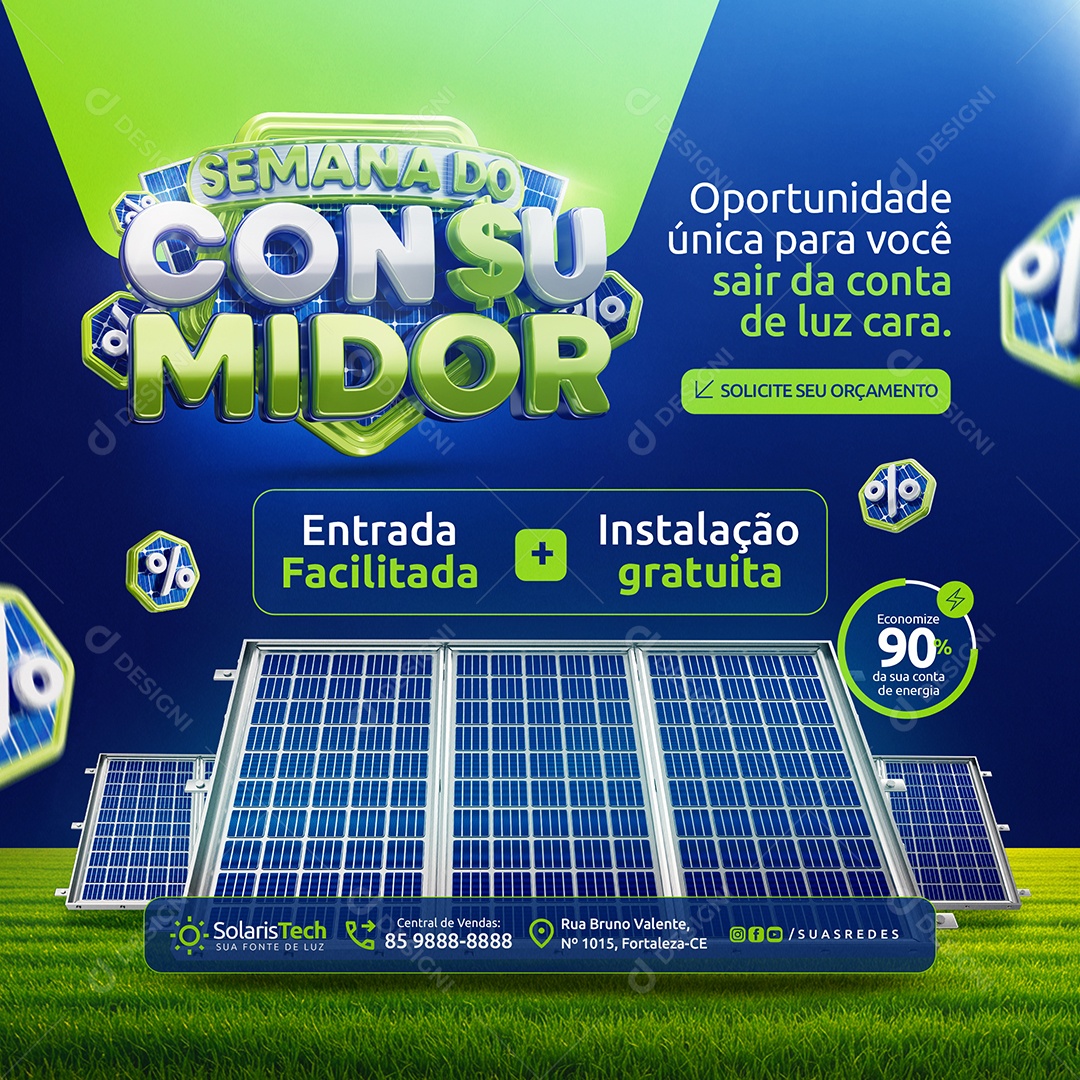 Semana Do Consumidor Energia Solar Oportunidade Única Social Media PSD Editável