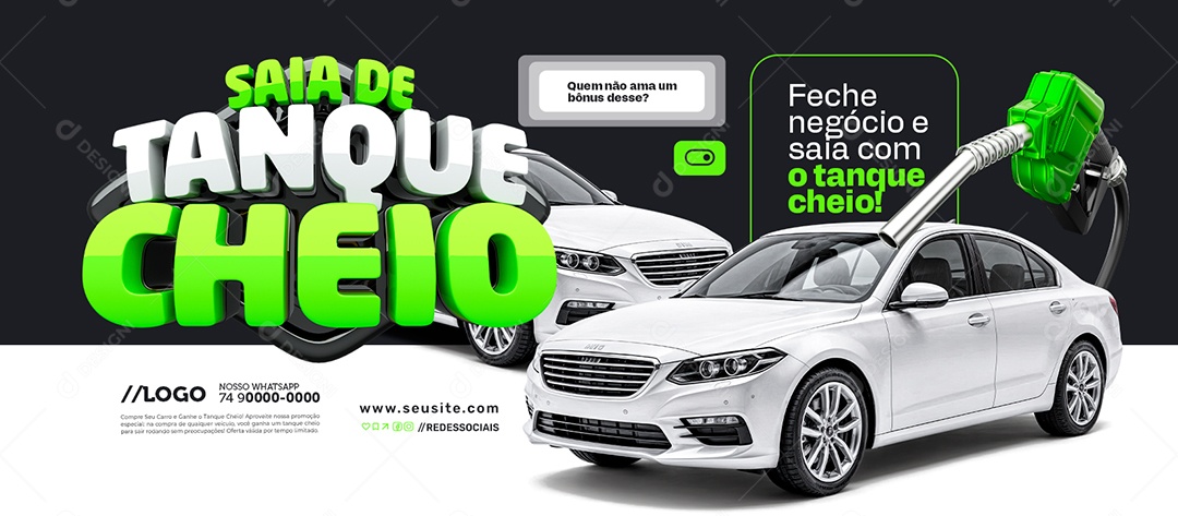 Banner Saia De Tanque Cheio Posto de Gasolina Feche Negócio Social Media PSD Editável
