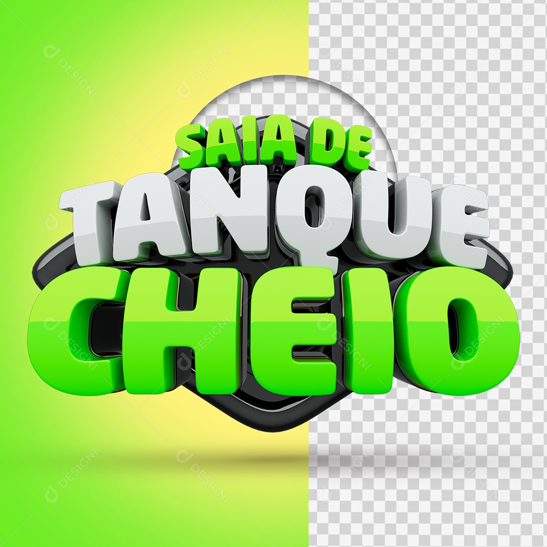 Saia De Tanque Cheio Selo 3D Branco e Verde para Composição PSD