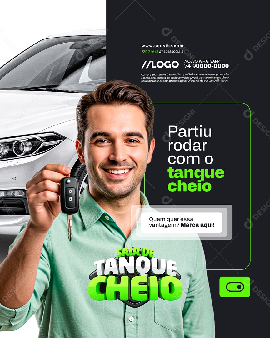 Posto de Gasolina Partiu Rodar Com o Tanque Cheio Social Media PSD Editável