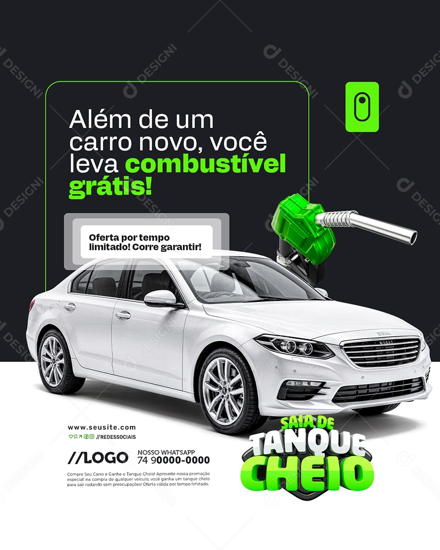 Saia De Tanque Cheio Posto de Gasolina Combustível Grátis Social Media PSD Editável