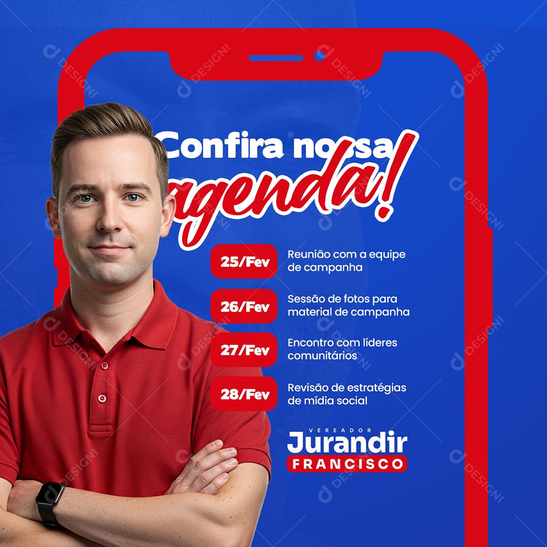 Política Vereador Jurandir Confira Nossa Agenda Social Media PSD Editável