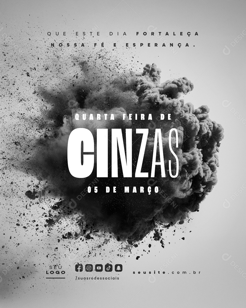 Quarta Feira de Cinzas 05 de Março Social Media PSD Editável