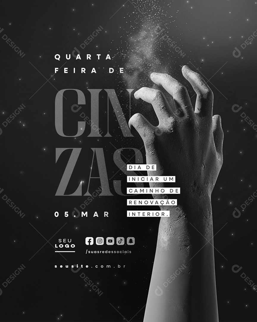 Quarta Feira de Cinzas 05 de Março Renovação Interior Social Media PSD Editável