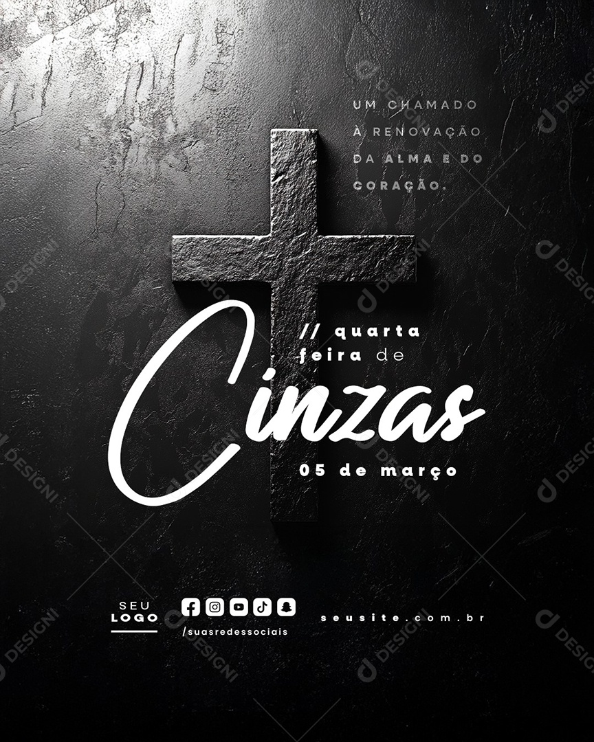 Quarta Feira de Cinzas 05 de Março Social Media PSD Editável