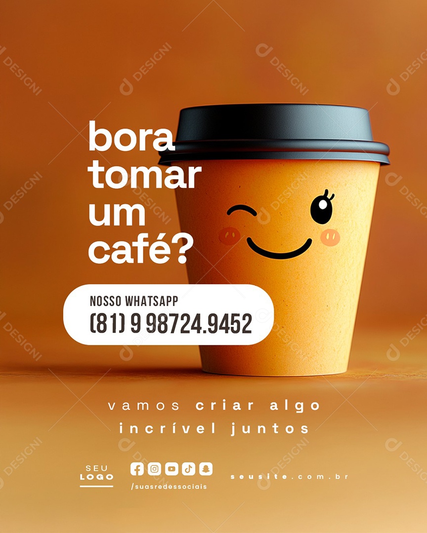 Cafeteria Bora Tomar Um Café Social Media PSD Editável