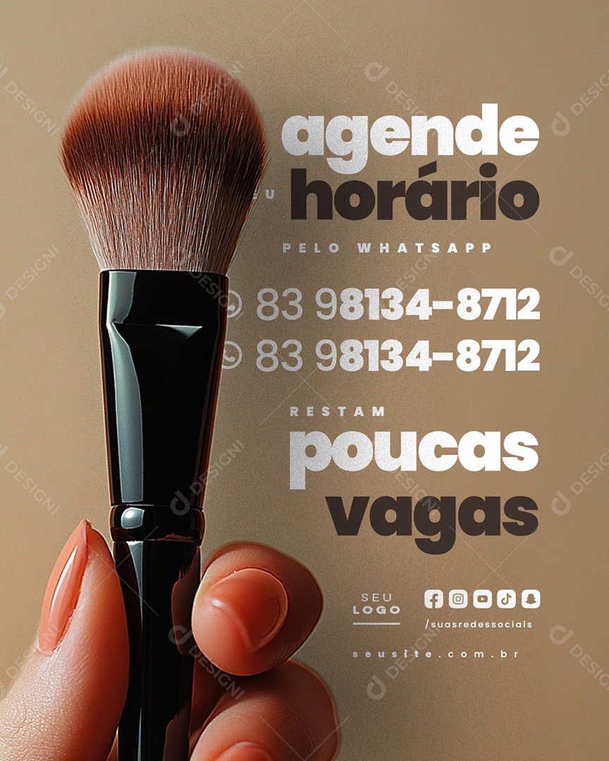 Maquiagem Agende Horário Pelo Whatsapp Social Media PSD Editável