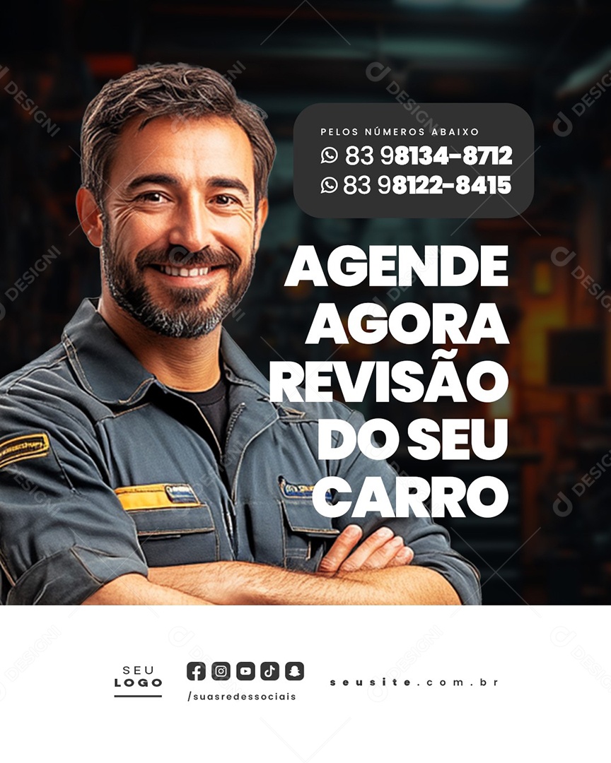 Oficina Agende Agora Revisão Do Seu Carro Social Media PSD Editável