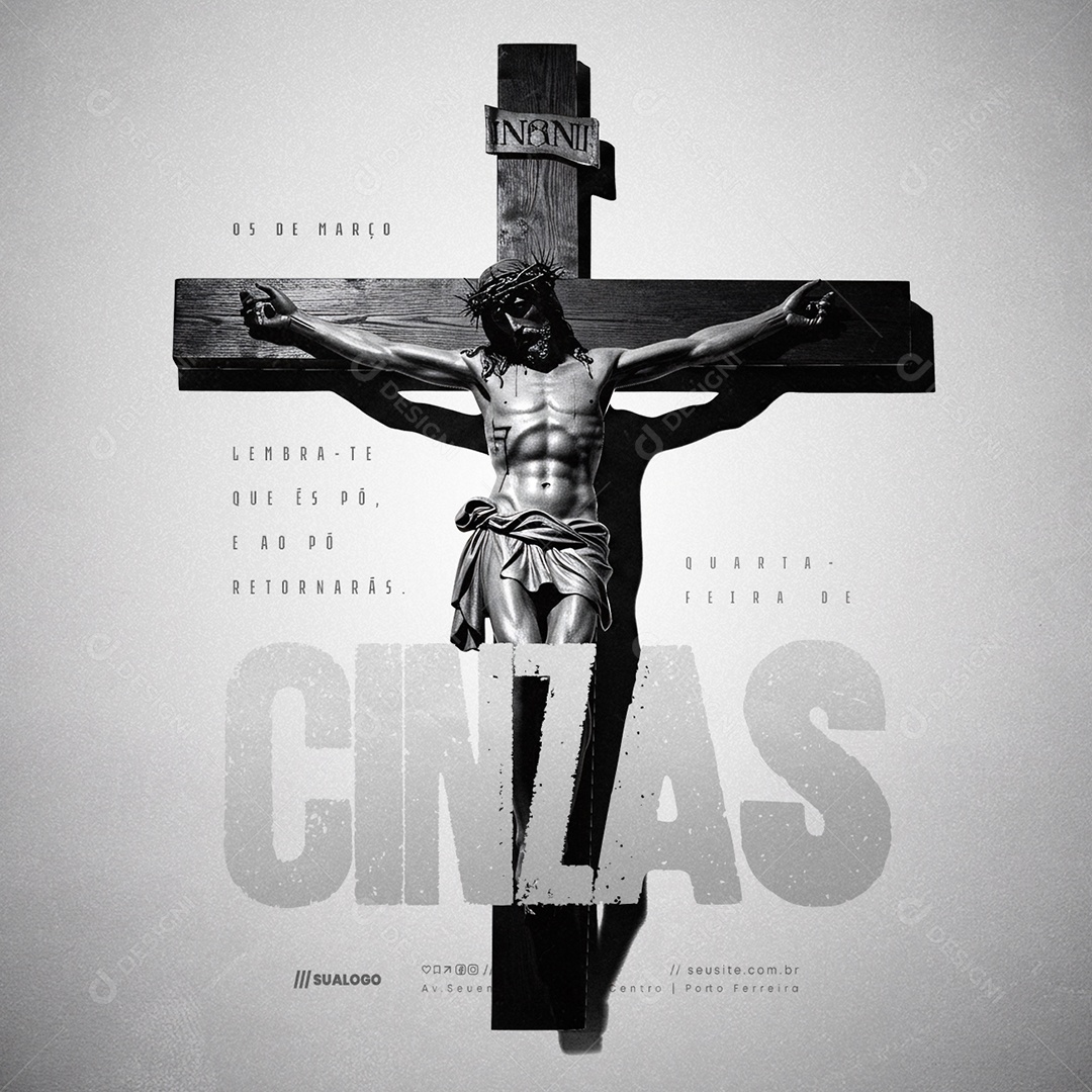 Quarta Feira de Cinzas 05 de Março Social Media PSD Editável