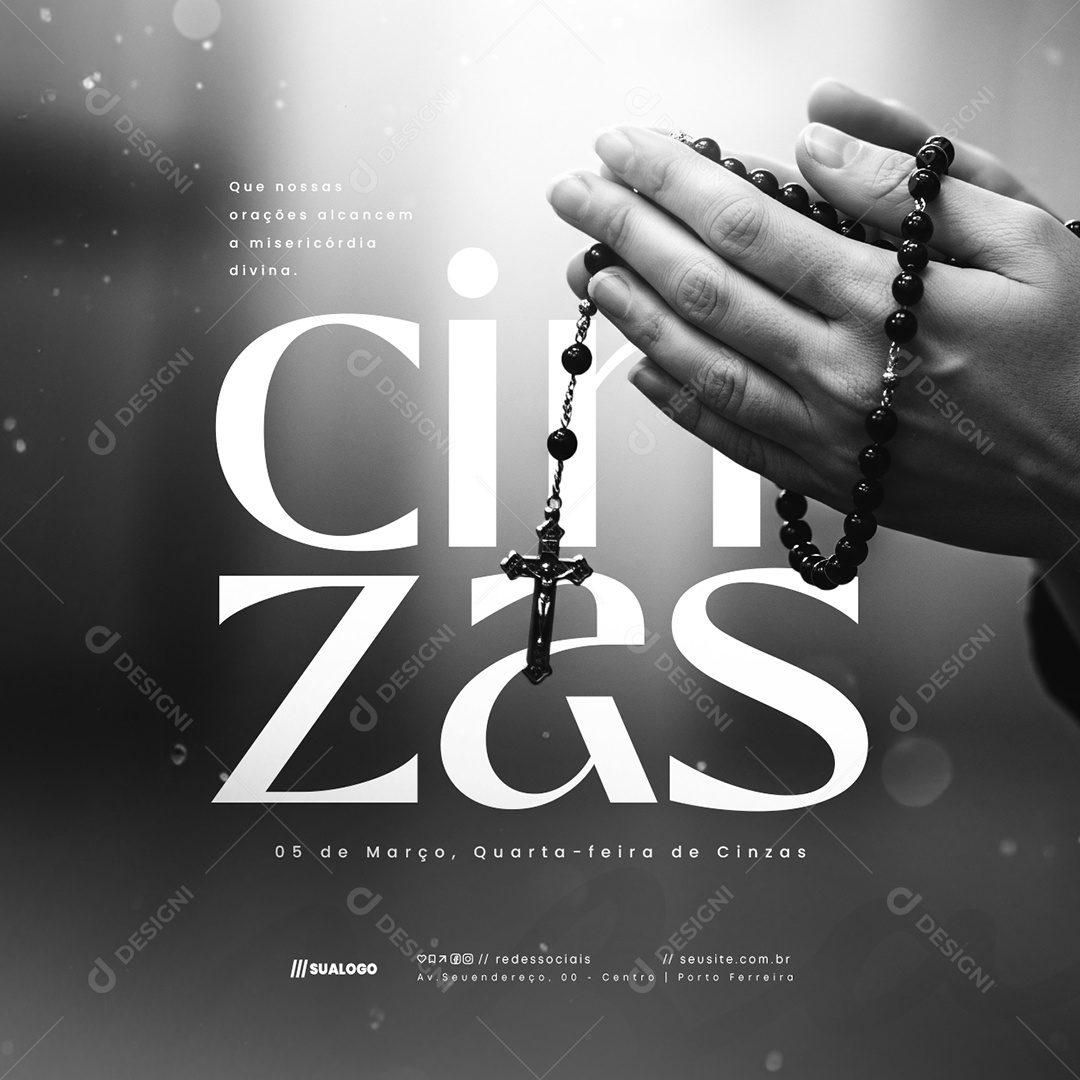 Quarta Feira de Cinzas 05 de Março Alcancem a Misericórdia Social Media PSD Editável