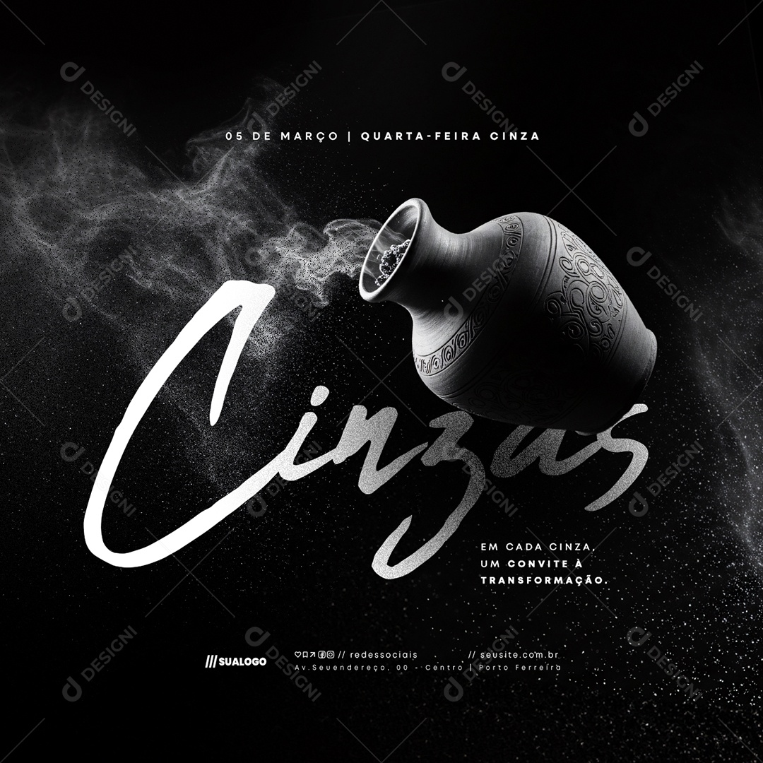 Quarta Feira de Cinzas 05 de Março Um Convite Á Transformação Social Media PSD Editável