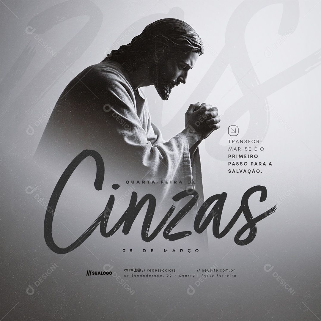 Quarta Feira de Cinzas 05 de Março Social Media PSD Editável