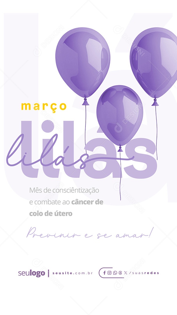 Story Março Lilás Mês de Conscientização e Combate ao Câncer de Colo de Útero Social Media PSD Editável