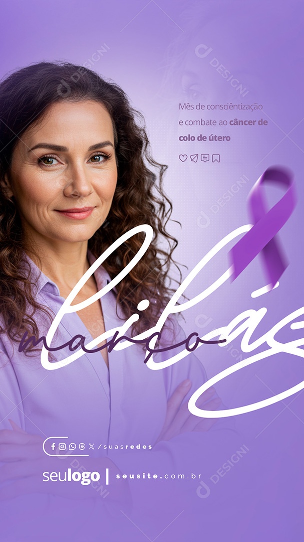 Story Março Lilás Mês de Conscientização e Combate ao Câncer de Colo de Útero Social Media PSD Editável