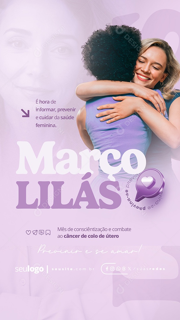 Story Março Lilás é Hora de Informar Social Media PSD Editável