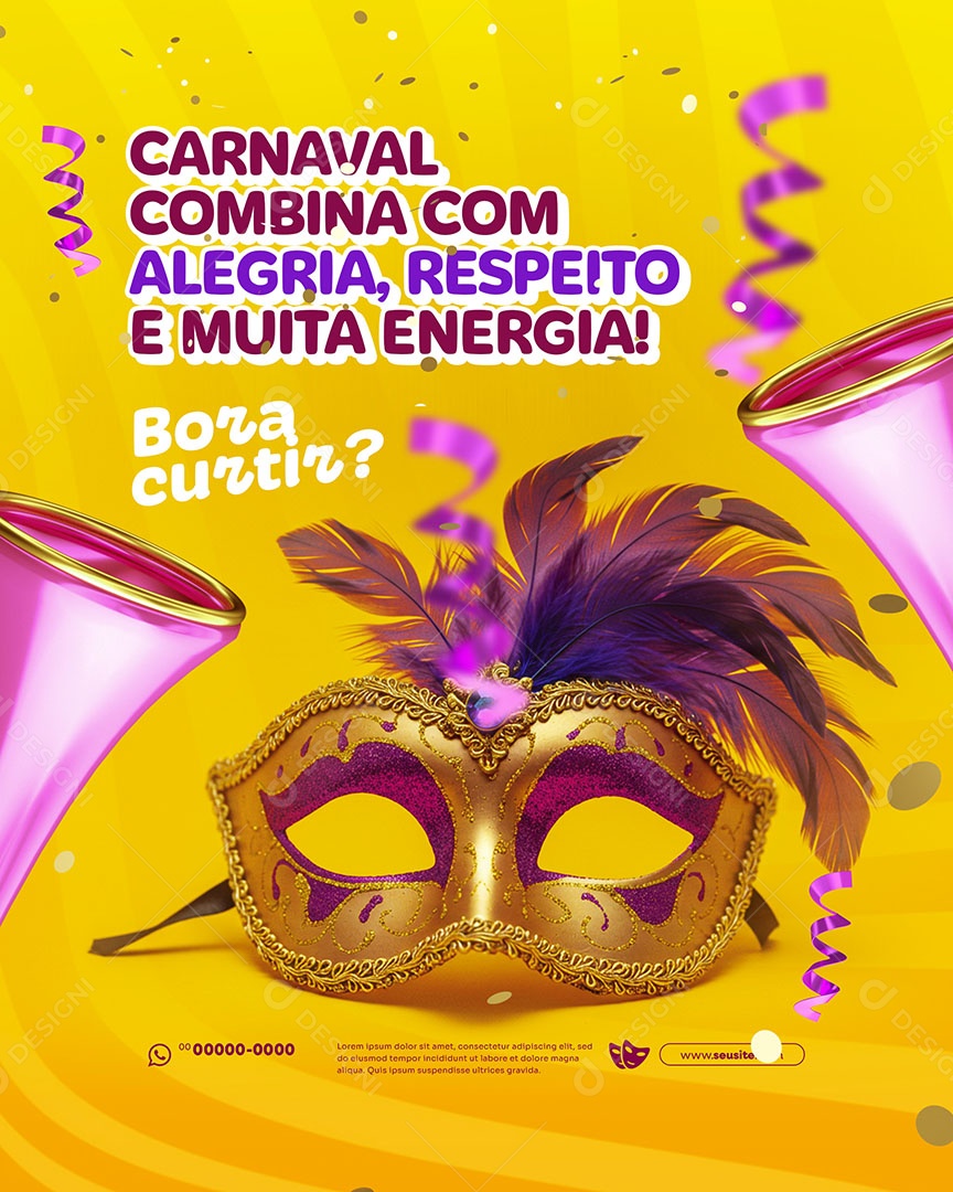 Carnaval Combina com Alegria Respeito e Muita Energia Social Media PSD Editável