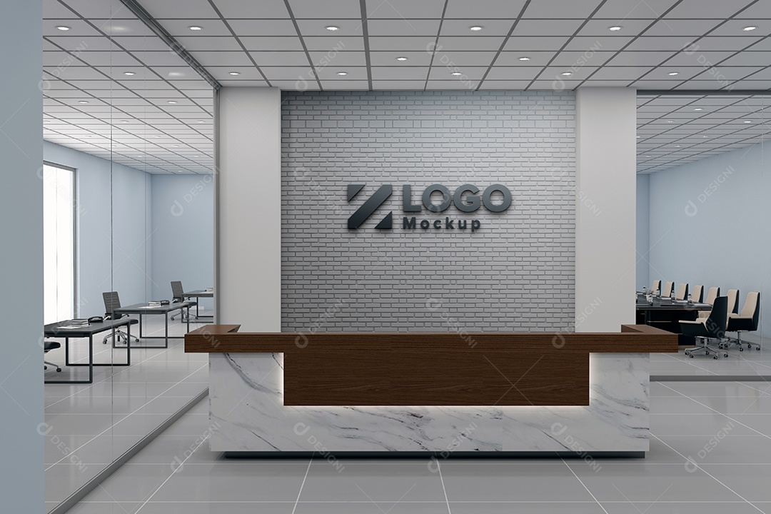 Parede de Recepção Mockup PSD Editável