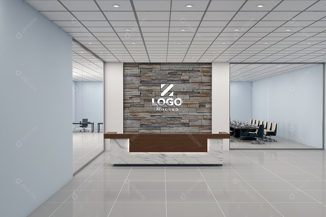 Parede de Recepção Mockup PSD Editável