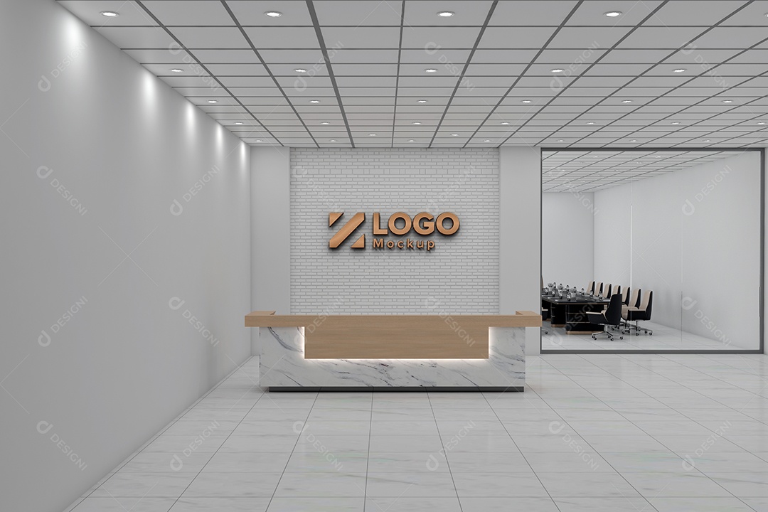 Parede de Recepção Mockup PSD Editável