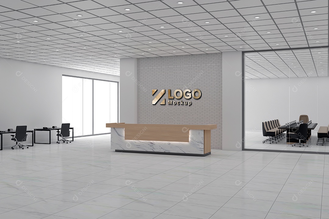 Parede de Recepção Mockup PSD Editável