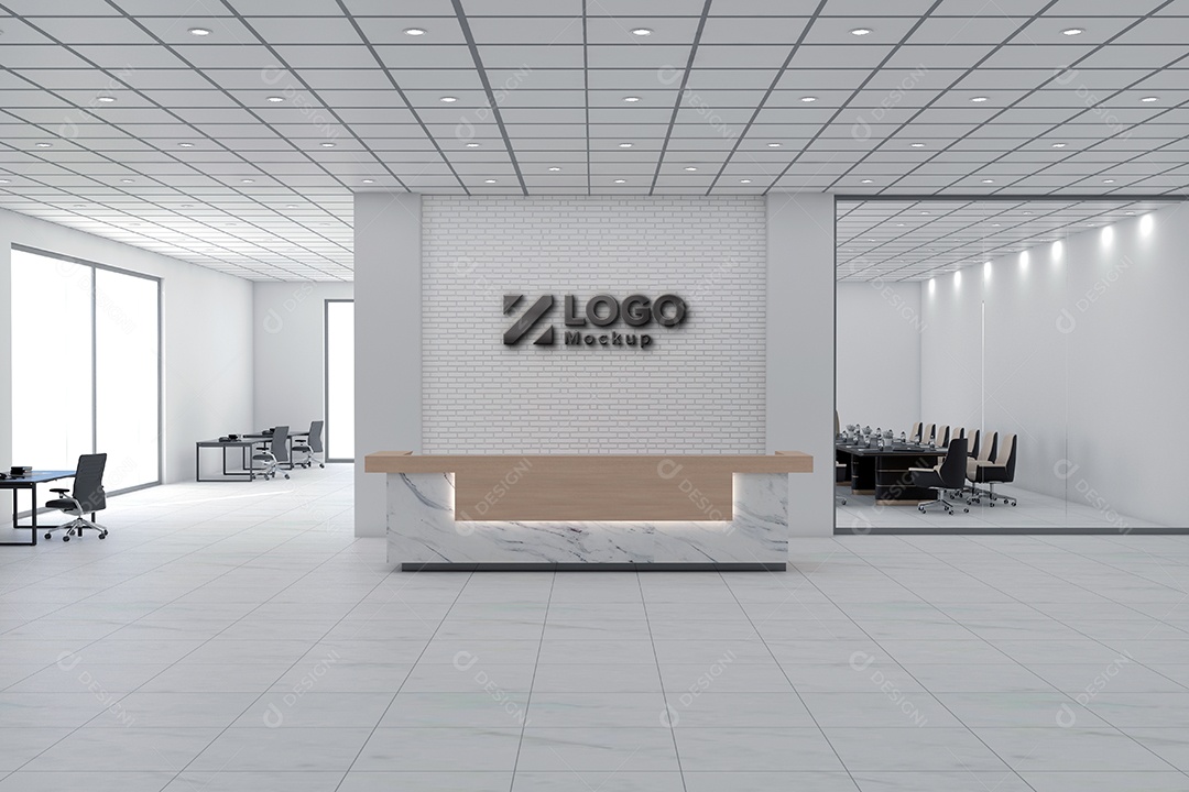 Parede de Recepção Mockup PSD Editável