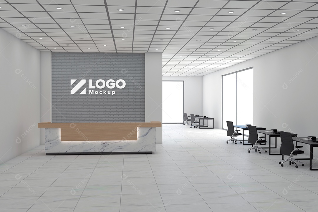 Parede de Recepção Mockup PSD Editável