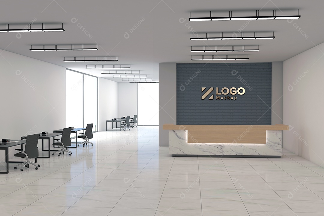 Parede de Recepção Mockup PSD Editável