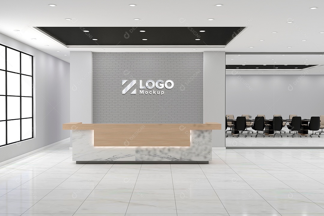 Parede de Recepção Mockup PSD Editável