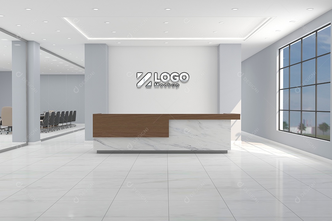 Parede de Recepção Mockup PSD Editável