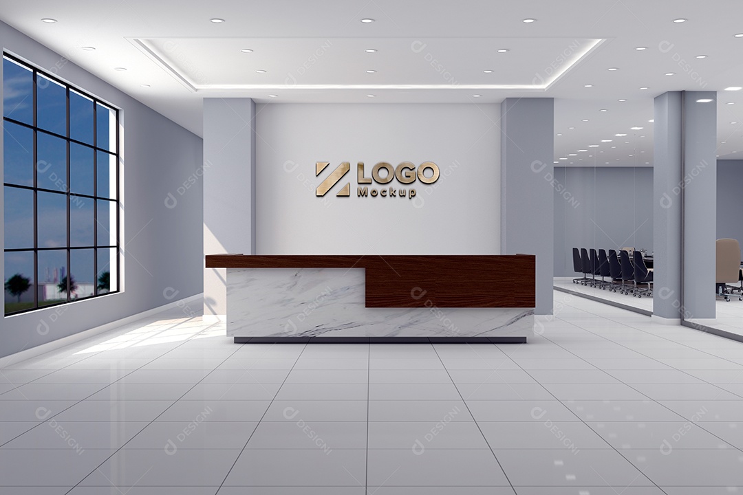 Parede de Recepção Mockup PSD Editável