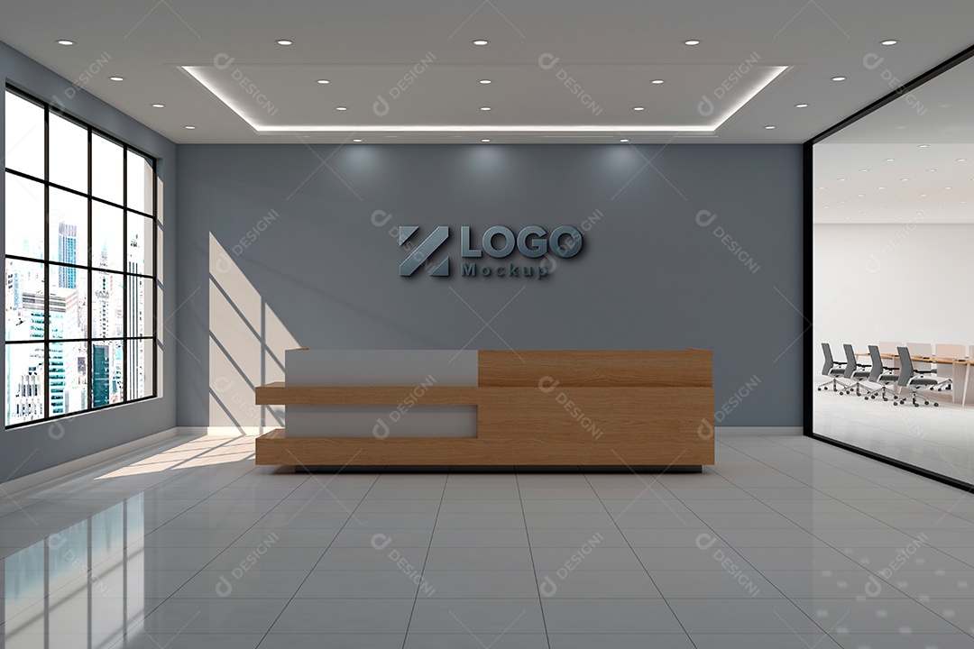Parede de Recepção Mockup PSD Editável