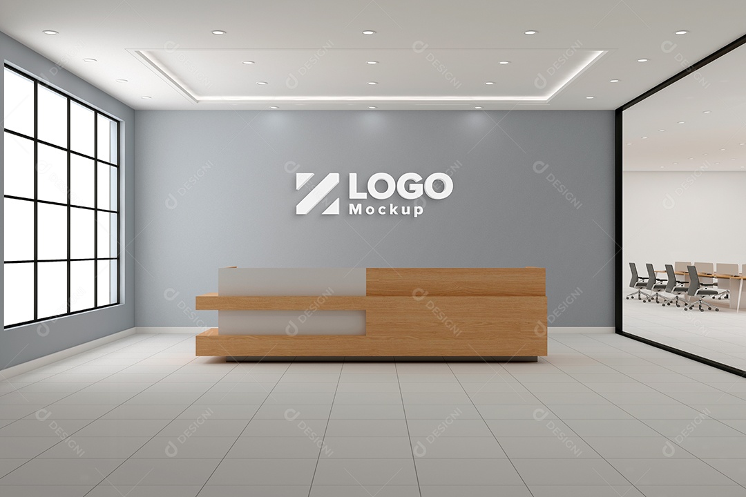 Parede de Recepção Mockup PSD Editável