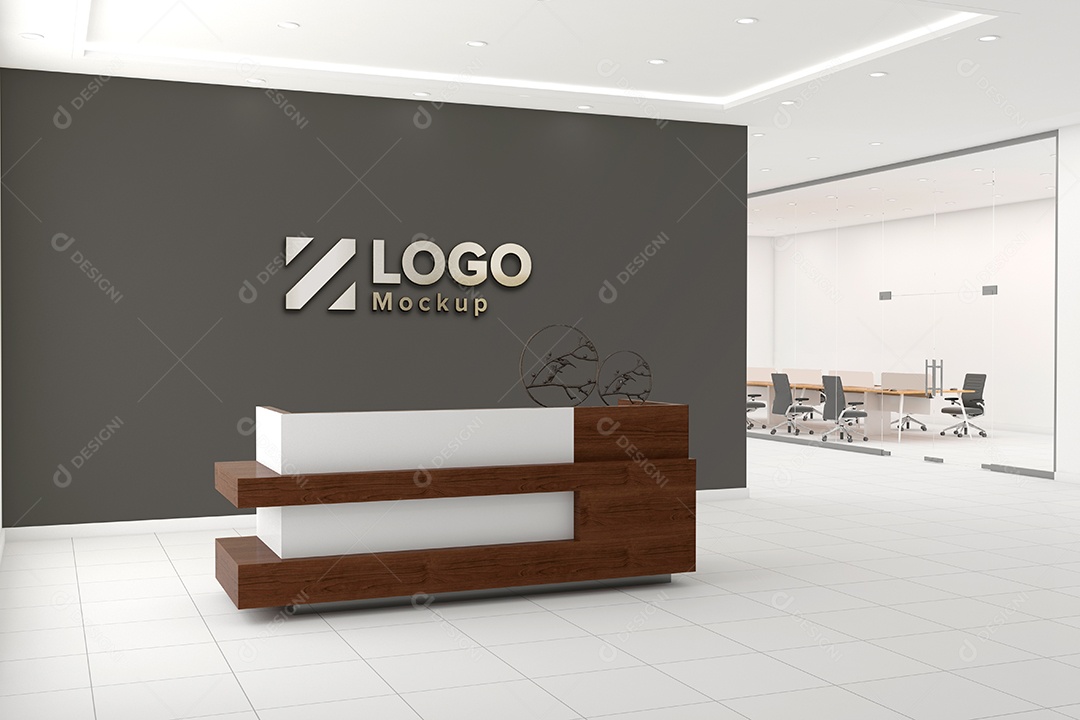 Parede de Recepção Mockup PSD Editável