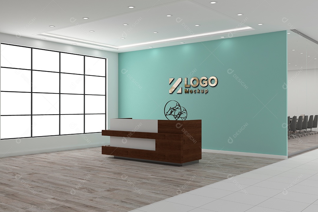 Parede de Recepção Mockup PSD Editável