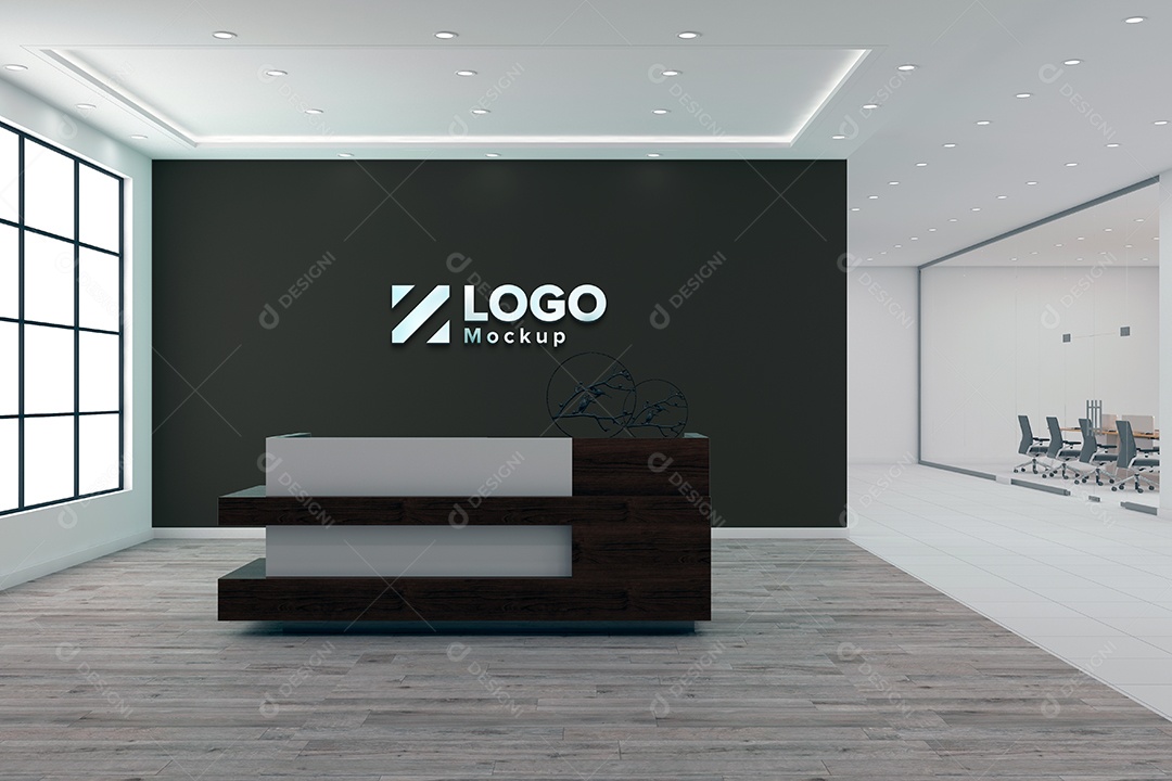 Parede de Recepção Mockup PSD Editável