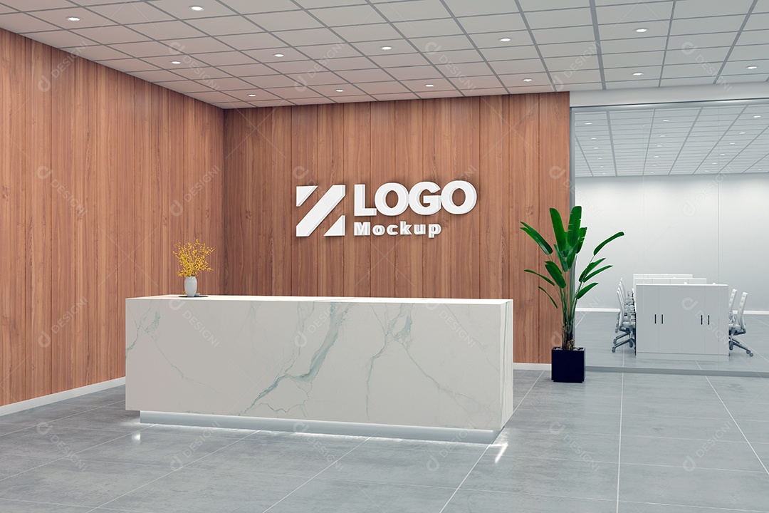 Parede de Recepção Mockup PSD Editável