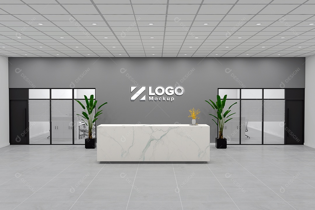 Parede de Recepção Mockup PSD Editável