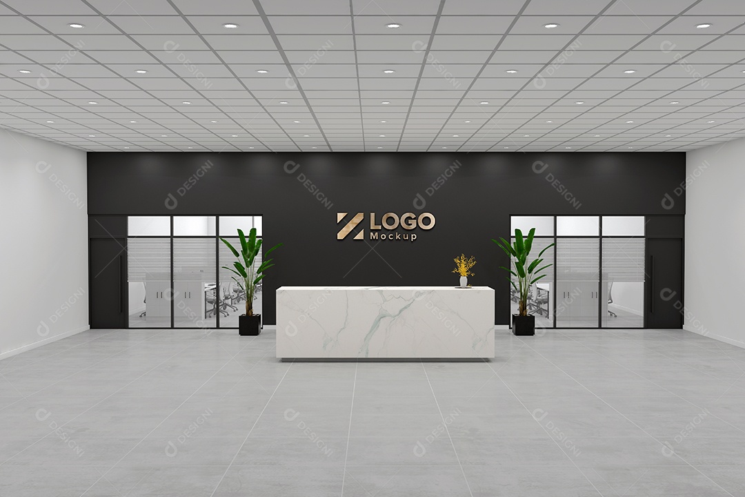 Parede de Recepção Mockup PSD Editável