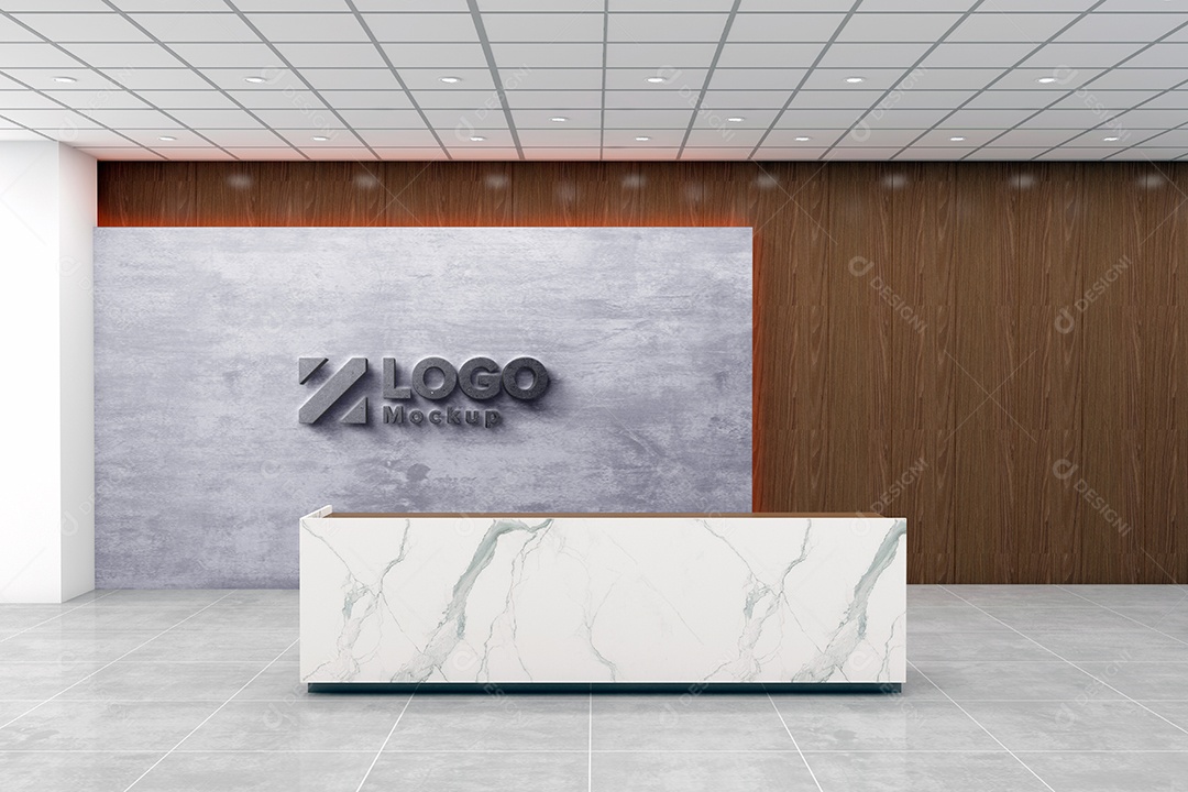 Parede de Recepção Mockup PSD Editável