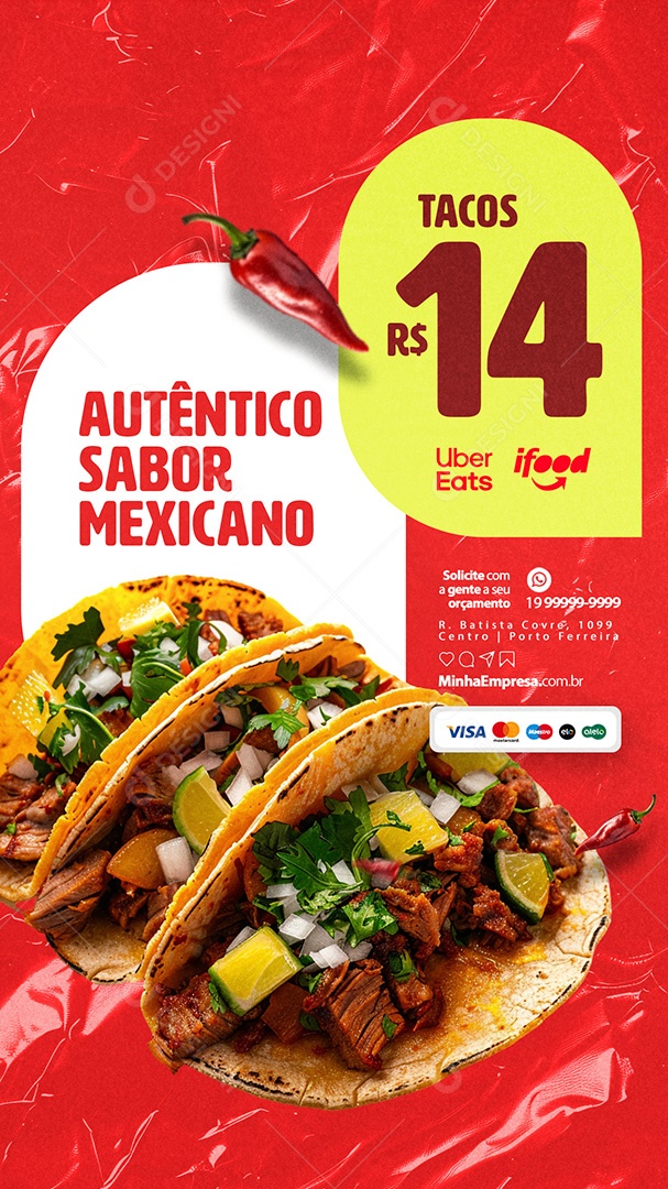 Story Autêntico Sabor Mexicano Social Media PSD Editável