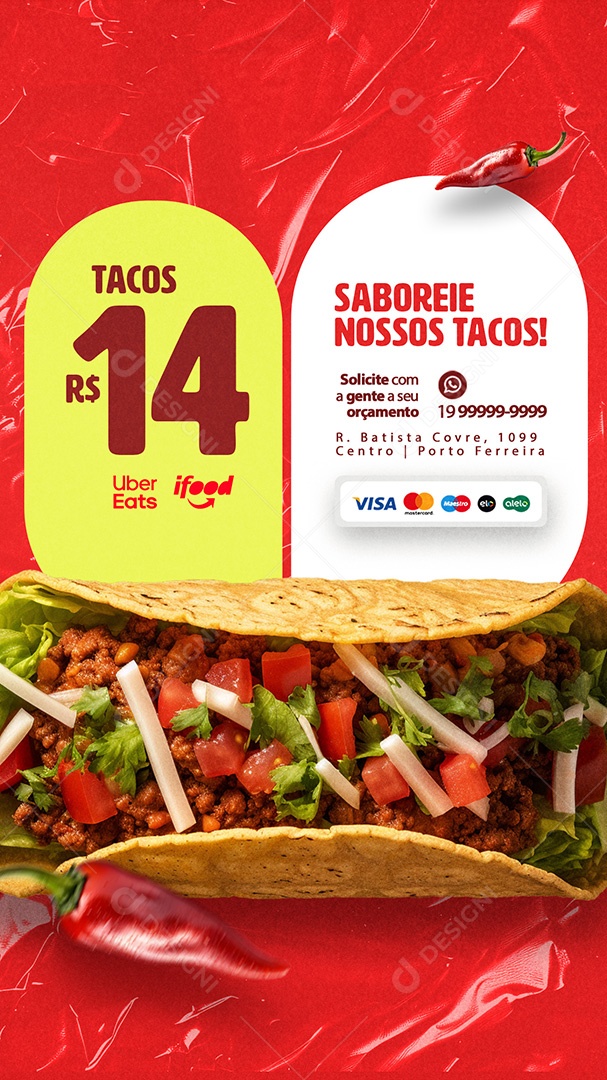 Story Saboreie nossos Tacos Social Media PSD Editável