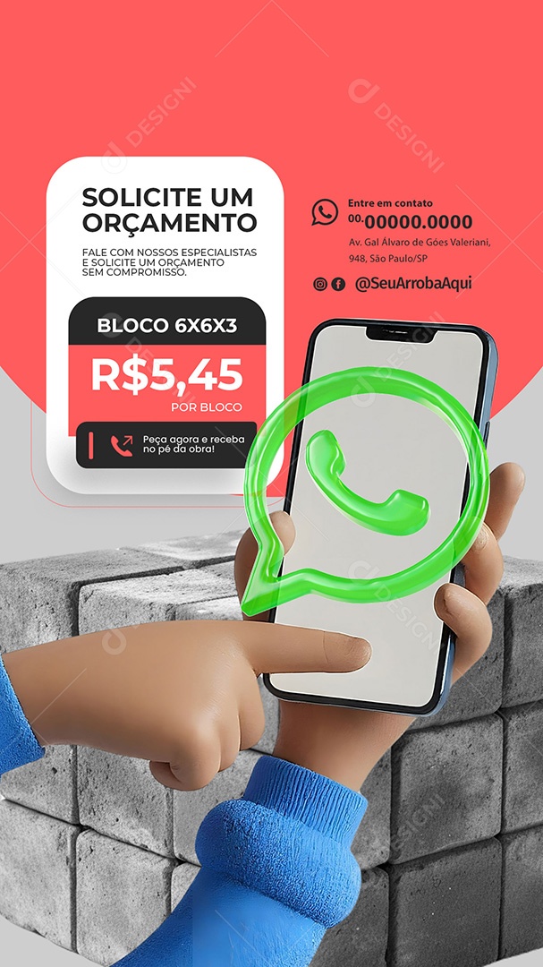 Story Solicite um Orçamento Social Media PSD Editável