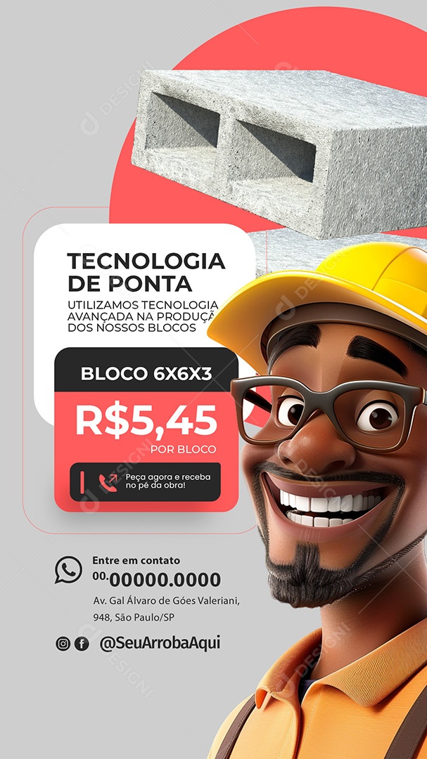 Story Tecnologia de Ponta Utilizamos na Produção dos nossos Blocos Social Media PSD Editável