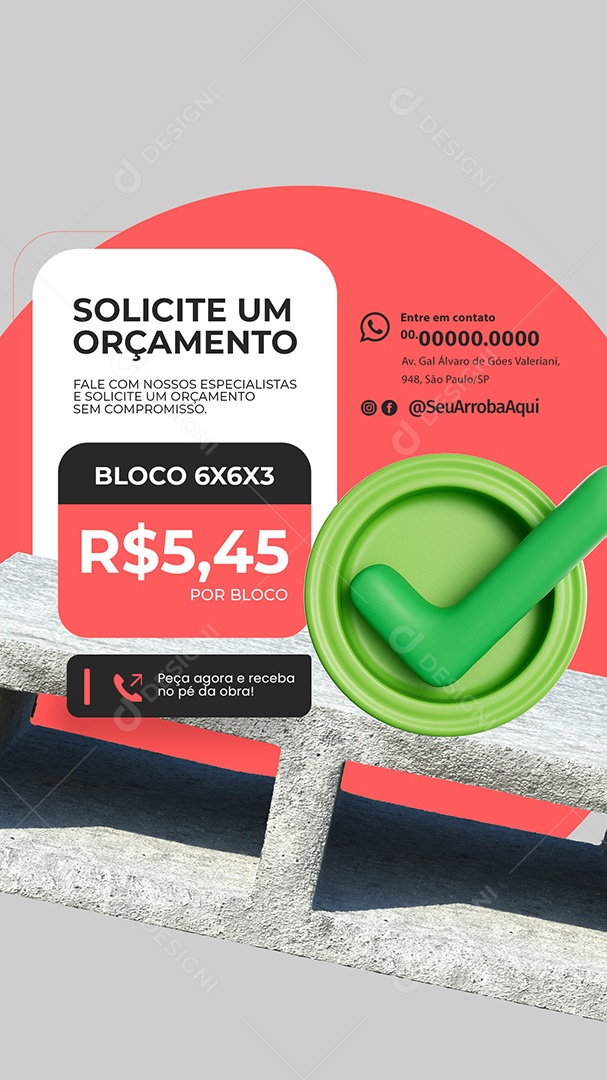 Story Solicite um Orçamento Social Media PSD Editável