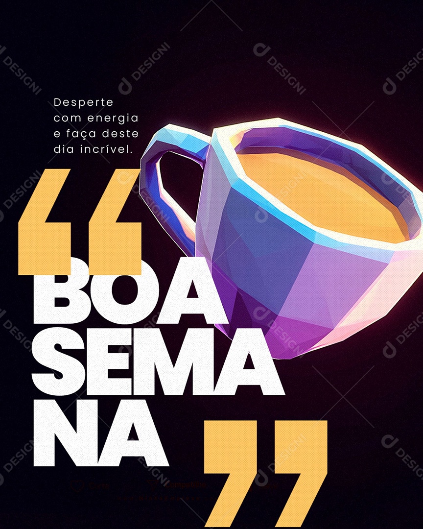 Frase Motivacional Desperte Com Energia e Faça Deste Dia Incrível Social Media PSD Editável