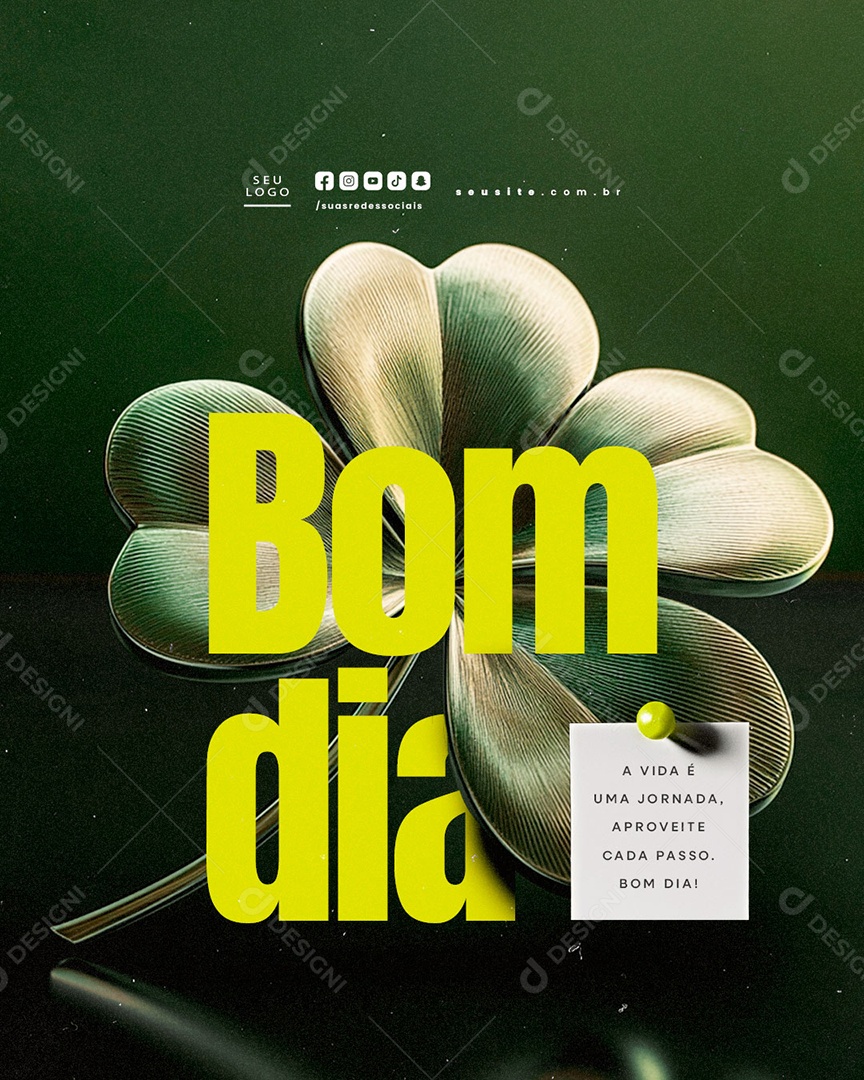 Frase Motivacional Bom Dia A Vida é Uma Jornada Social Media PSD Editável