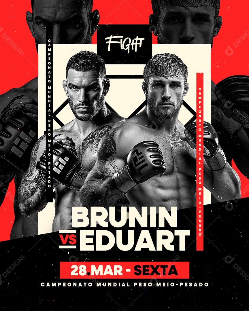 Luta Fight Brunin VS Eduart Social Media PSD Editável