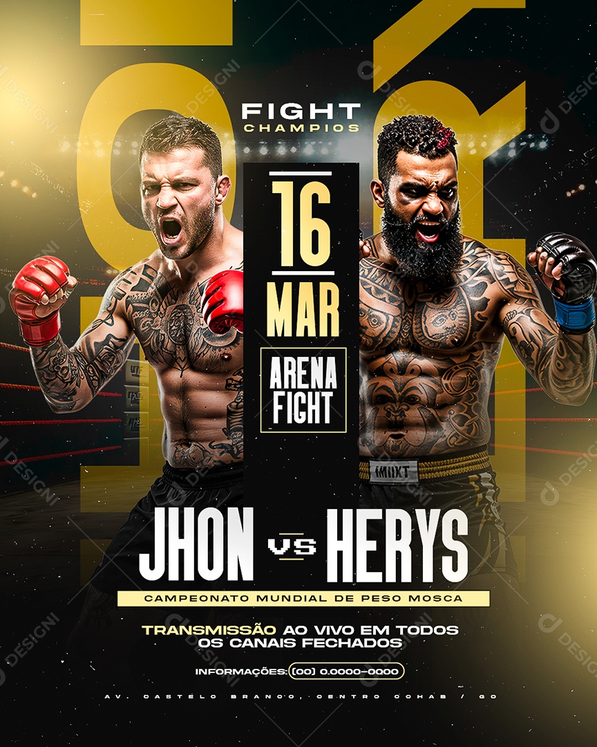 Luta Fight Champios Jhon VS Herys Social Media PSD Editável