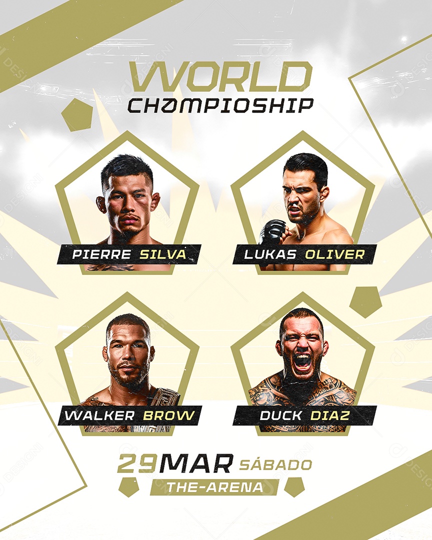 Luta World Champioship Pierre Silva Likas Oliver The Arena Social Media PSD Editável